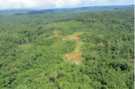 Aerial view of a remote village, Strickland-Bosavi area, PNG.